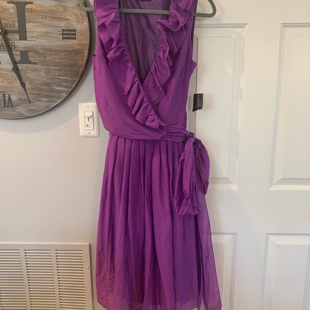 Jones New York Silk Ruffle Wrap Dress sz M NWT